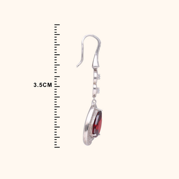 Elegant Red Stone Silver Earrings